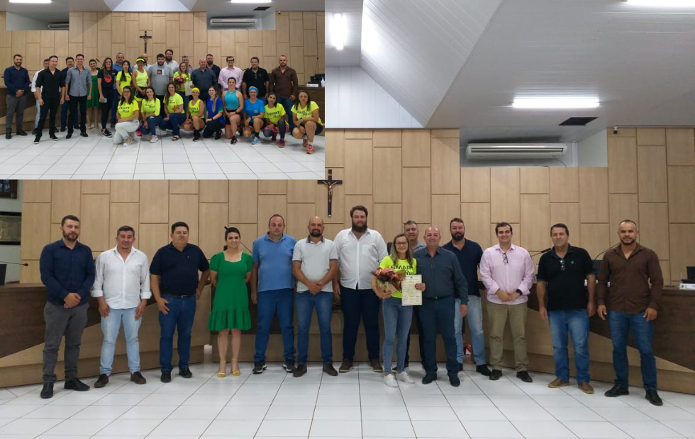 Câmara de Vereadores homenageia Neli Marin Beltrame pelo seu exemplo de dedicação ao esporte.