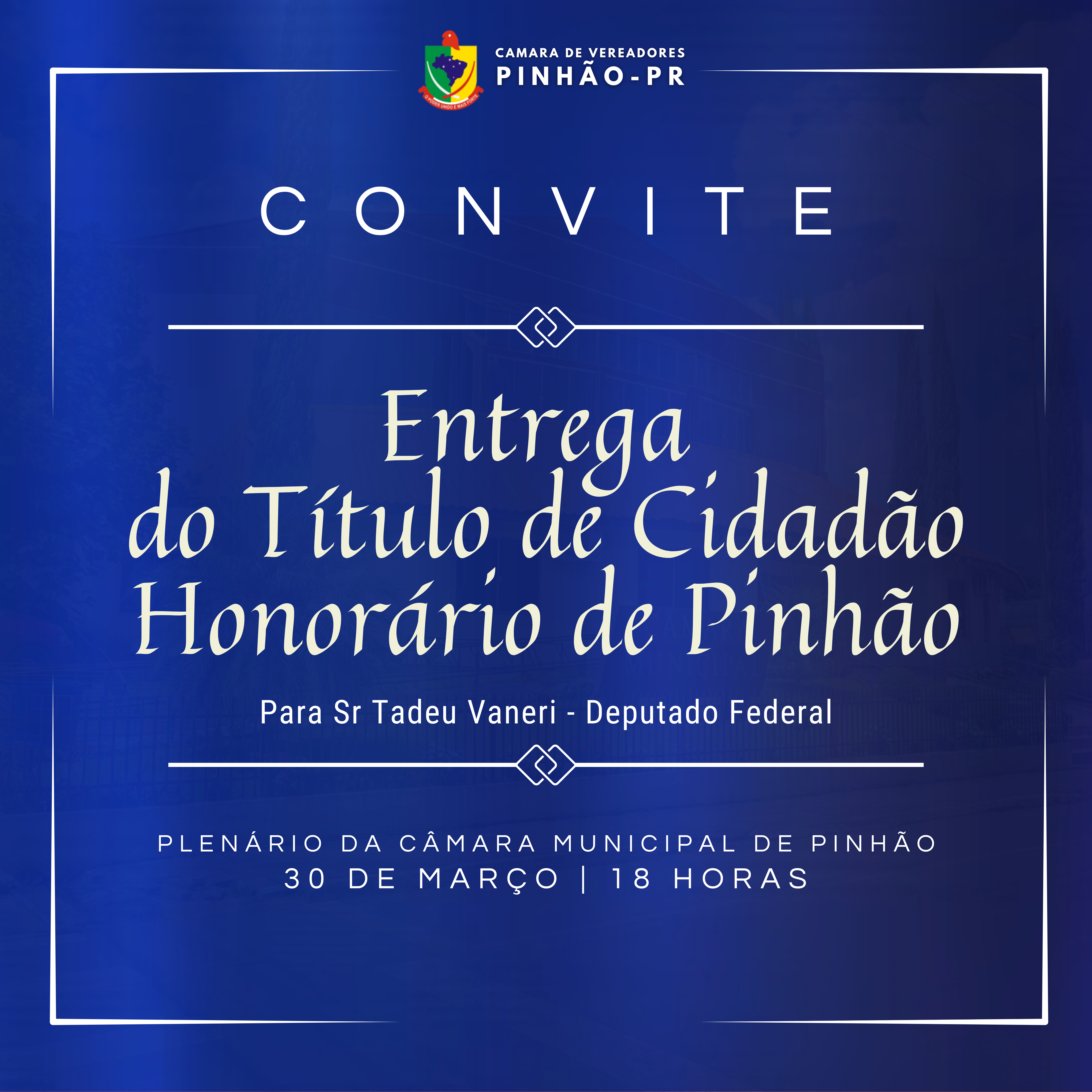 Câmara de Vereadores realiza entrega de Título de Cidadão Honorário em Pinhão