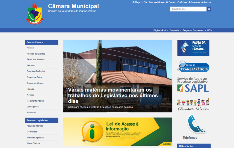 Câmara Municipal de Pinhão melhora seu índice de Transparência 