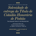 Sessão solene homenageará deputado Aliel Machado com Título de Cidadão Honorário de Pinhão Sessão solene homenageará deputado Aliel Machado com Título de Cidadão Honorário de Pinhão